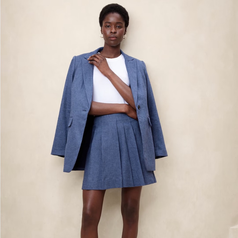 Linen-Blend Pleated Skort - Banana Republic Factory